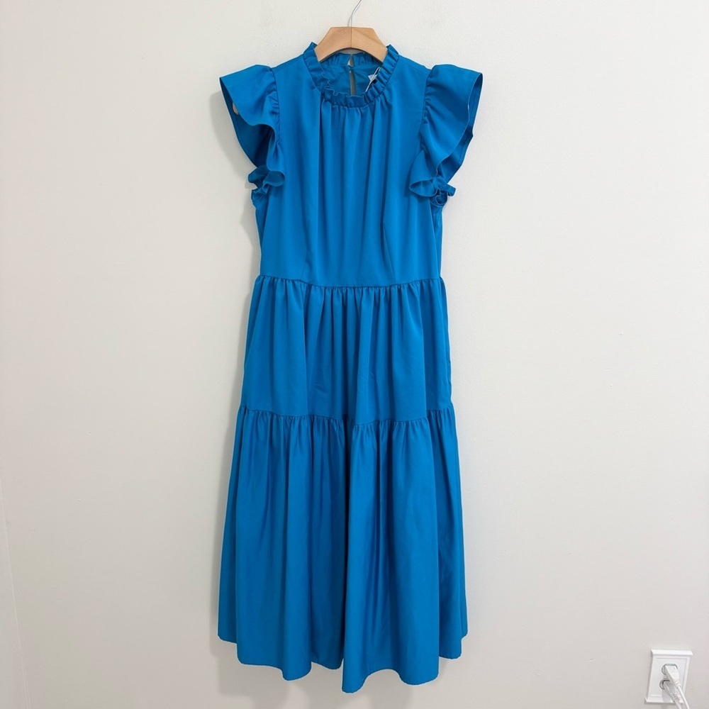 Antonio Melani NWT Royal Blue Tiered Midi Dress - Picture 3 of 11